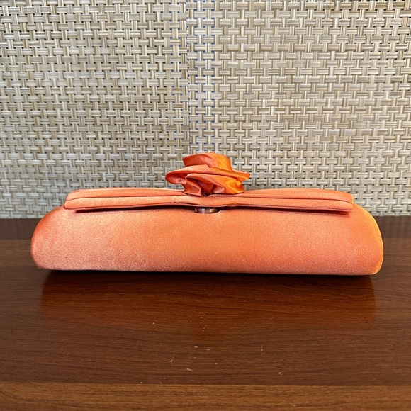 🌟2xHP🌟VTG 2000s Orange Satin Rose Evening Bag by Jessica McClintock - Picture 12 of 14